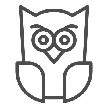 Korkunç baykuş çizgisi simgesi. Orman gece kuşu. Cadılar Bayramı parti vektör tasarımı konsepti, beyaz arkaplanda taslak biçim piktogramı.