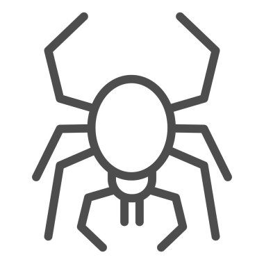 Örümcek çizgi ikonu. Korkunç eklembacaklı böcek. Cadılar Bayramı parti vektör tasarımı konsepti, beyaz arkaplanda taslak biçim piktogramı.