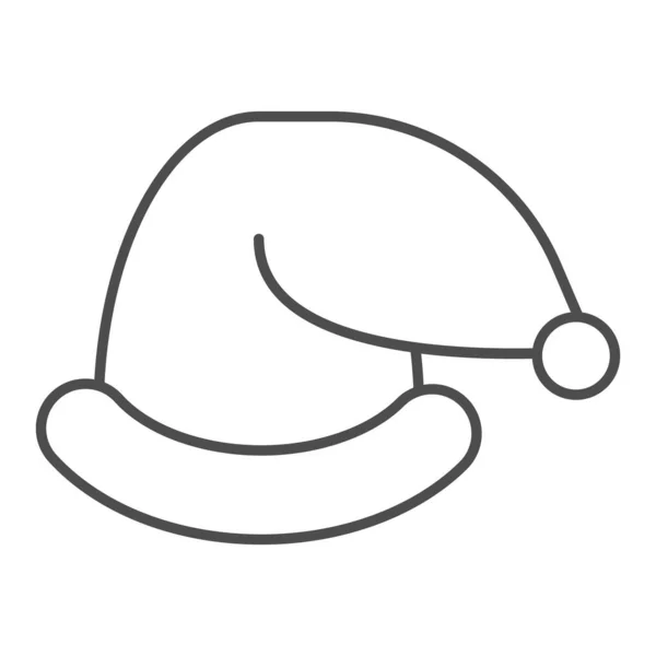 圣诞老人帽子细线图标.锥形皮帽符号,轮廓风格象形文字白色背景.圣诞假期标志的移动概念和网页设计.矢量图形. — 图库矢量图片
