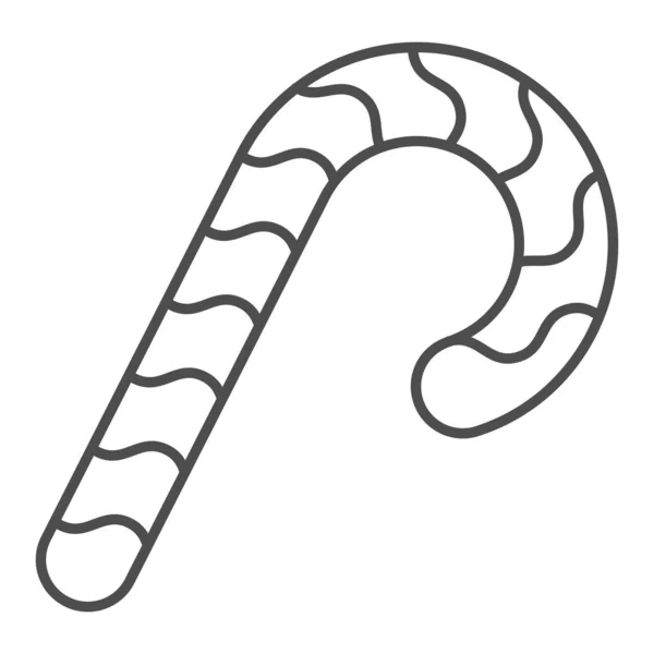 Godis tunn linje ikon. Julgodis sockerrör med spiral symbol, kontur stil piktogram på vit bakgrund. Semesterobjekt tecken för mobila koncept och webbdesign. Vektorgrafik. — Stock vektor
