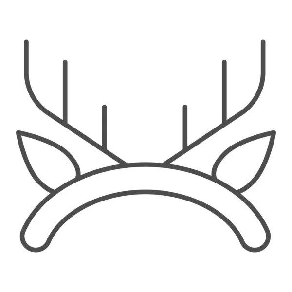 Deer horns thin line icon. Hair hoop, horned reindeer antlers symbol, outline style pictogram on white background. Christmas or holiday sign for mobile concept and web design. Vector graphics. — Stock Vector
