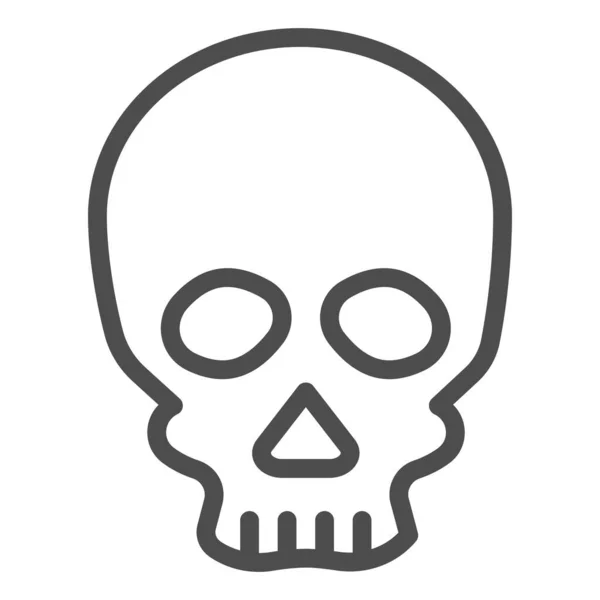 Icono de línea de cráneo. Cabeza de esqueleto aterrador Deadman. Concepto de diseño de vectores de fiesta de Halloween, pictograma de estilo de esquema sobre fondo blanco . — Vector de stock