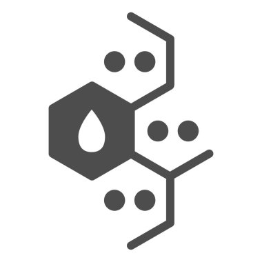 Kimya moleküler element katı simgesi. Noktalı taraklar, molekül formülü. Petrol endüstrisi vektör tasarımı konsepti, beyaz arkaplanda glyph biçimi pictogram.