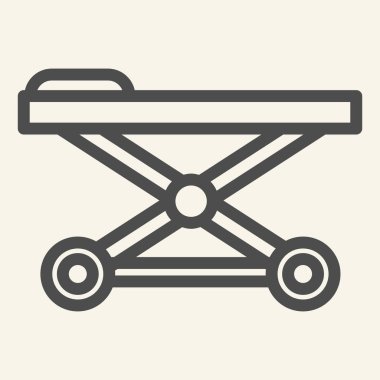 Sedye hattı simgesi. Etkisiz hale getirilmiş hasta yatak taslağı beyaz arkaplanda resim çizimi. Mobil konsept ve web tasarımı için hastane yatağı. Vektör grafikleri.