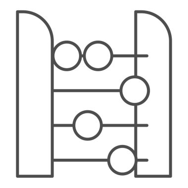 Abaküs ince çizgi simgesi. Muhasebe ve aritmetik aracı, retro sayaç. Eğitim vektörü tasarımı konsepti, beyaz arkaplan üzerindeki taslak biçim piktogramı.