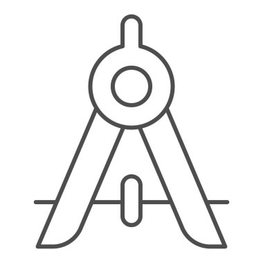 Pusula ayırıcı ince çizgi simgesi. Okul enstrümanı daire çizmek için. Geometri özne vektör tasarımı konsepti, beyaz arkaplan üzerinde taslak biçim piktogramı.