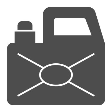 Kutu katı bir ikon olabilir. Yakıt ve yağ için konteynır. Plastik ürünler tasarım konsepti, beyaz arka planda glyph tarzı pictogram, web ve uygulama için kullanım. Eps 10.
