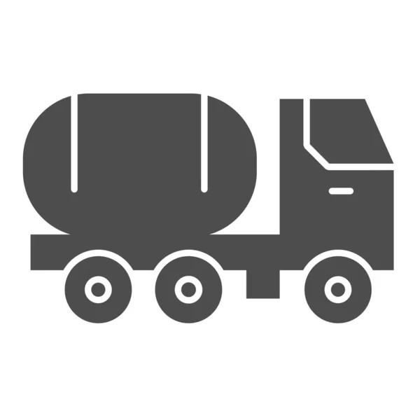 Réservoir de carburant sur camion icône solide. Transport de marchandises chimiques. Concept de conception vectorielle de l'industrie pétrolière, pictogramme de style glyphe sur fond blanc . — Image vectorielle