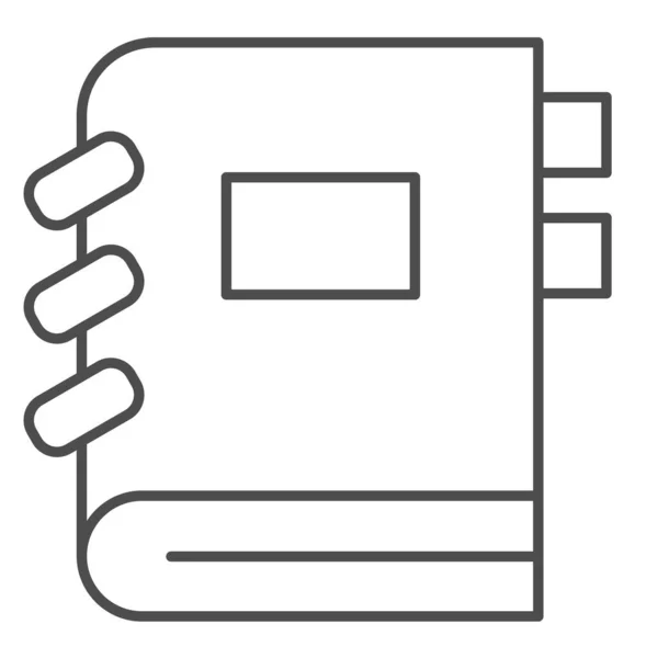Icône de ligne mince pour ordinateur portable fermé. Cahier d'exercices avec signets. Concept de conception vectorielle d'éducation, pictogramme de style contour sur fond blanc . — Image vectorielle
