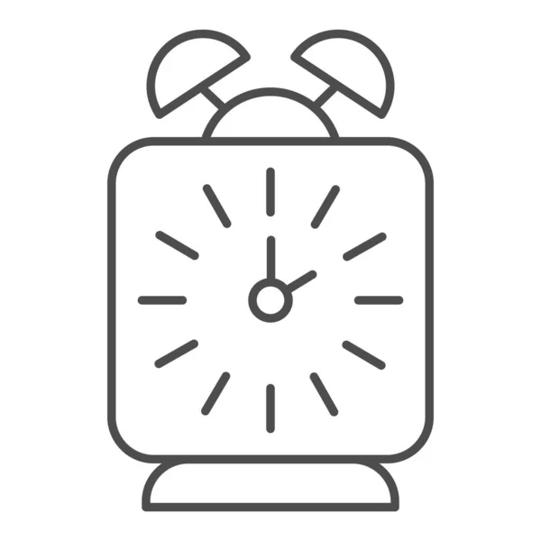 Alarm clock thin line icon. Classic table wake-up square watch. School vector design concept, outline style pictogram on white background. — Stock Vector