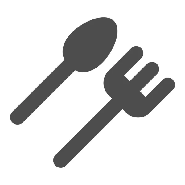 Cutlery solid icon. Lingură și folclor, veselă de unică folosință. Conceptul de design al produselor din plastic, pictograma în stil glif pe fundal alb, utilizarea pentru web și aplicație. Eps 10 . — Vector de stoc