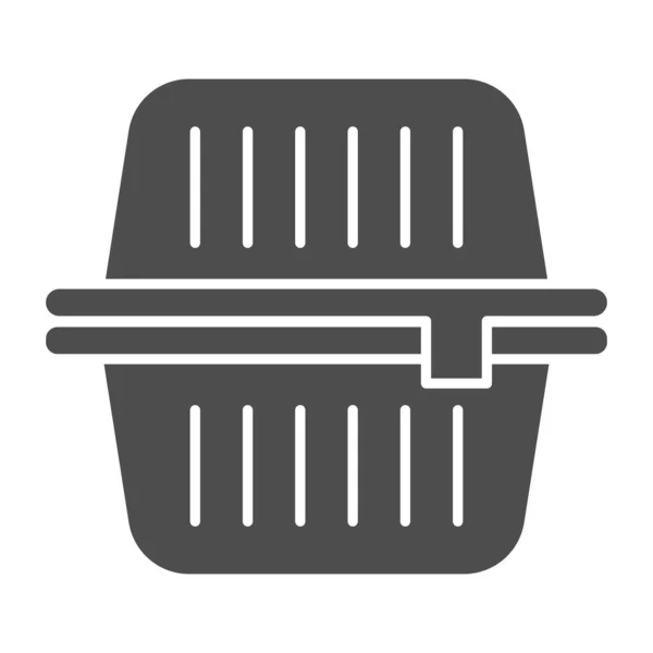 Futterbox solide Symbol. Konservierungsbehälter für Geschirr, Essensbehälter. Gestaltungskonzept für Kunststoffprodukte, Piktogramm im Glyphen-Stil auf weißem Hintergrund, Verwendung für Web und App. Eps 10. — Stockvektor