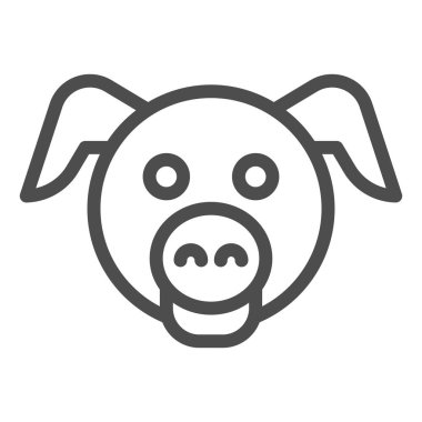 Domuz kafası çizgisi ikonu. Minimum domuz surat sembolü, yerli çiftlik domuzu. Hayvanlar için vektör tasarımı konsepti, beyaz arka planda taslak biçim piktogramı, web ve uygulama için kullanım. Eps 10.