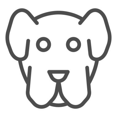 Köpek ağızlığı çizgisi ikonu. Minimum evcil hayvan yüzü sembolü, yavru köpek kafası şekli. Hayvanlar için vektör tasarımı konsepti, beyaz arka planda taslak biçim piktogramı, web ve uygulama için kullanım. Eps 10.