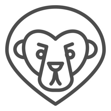 Aslan başı çizgisi simgesi. Vahşi hayvanın silueti, minimalist tarzda. Hayvanlar için vektör tasarımı konsepti, beyaz arka planda taslak biçim piktogramı, web ve uygulama için kullanım. Eps 10.