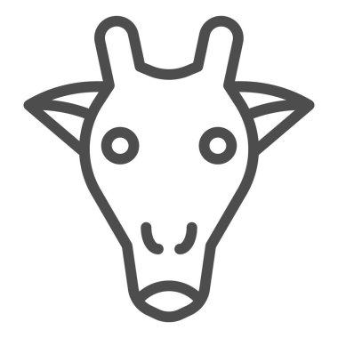 Zürafa kafa çizgisi ikonu. Şirin Afrikalı hayvan, basit bir siluetle karşı karşıya. Hayvanlar için vektör tasarımı konsepti, beyaz arka planda taslak biçim piktogramı, web ve uygulama için kullanım. Eps 10.