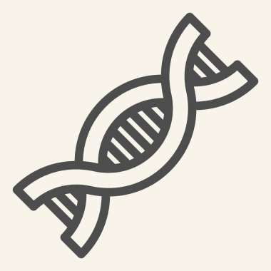 DNA çizgisi simgesi. Beyaz arkaplanda DNK molekül taslak biçiminde pictogram. Mobil konsept ve web tasarımı için genetik bir kromozom. Vektör grafikleri.