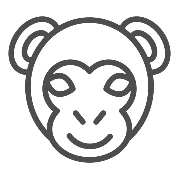 猴头线图标。微小的脸型符号，小大猩猩或黑猩猩。动物矢量设计的概念,轮廓风格象形文字白色背景,用于网络和应用.Eps 10. — 图库矢量图片