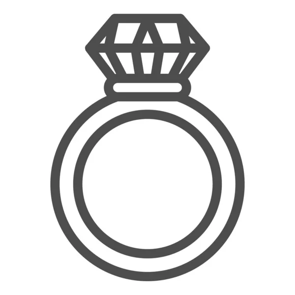 Ruby ring line icon. Ring with gem vector illustration isolated on white. Jewelry outline style design, designed for web and app. Eps 10. — Stock Vector