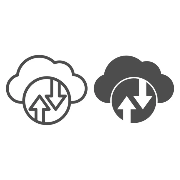 Cloud computing line en glyph icoon. Cloud hosting vector illustratie geïsoleerd op wit. Data cloud outline stijl ontwerp, ontworpen voor web en app. Eps 10. — Stockvector