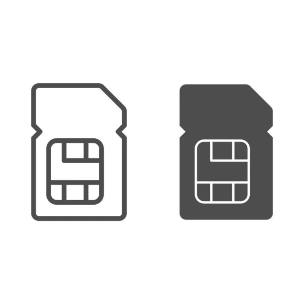 Sim-Karte und Glyphen-Symbol. Mobile Chip Vektor Illustration isoliert auf weiß. Mikrochips skizzieren Stil-Design, entworfen für Web und App. Eps 10. — Stockvektor
