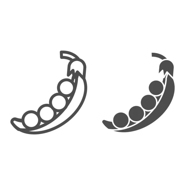 Línea de guisantes e icono de glifo. Ilustración vectorial vegetal aislada en blanco. Diseño de estilo Bean outline, diseñado para web y app. Eps 10 . — Vector de stock