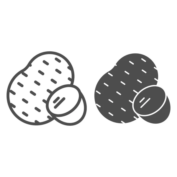 Картофельная линия и икона. Векторная иллюстрация сельского хозяйства изолирована на белом. Овощной дизайн очертания стиля, предназначенный для веб и приложения. Eps 10 . — стоковый вектор