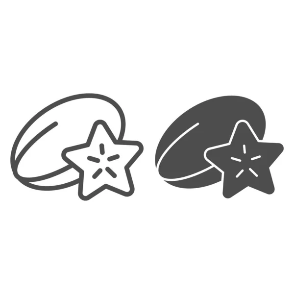 Ligne de Starfruit et icône de glyphe. Illustration vectorielle tropicale isolée sur blanc. Carambola design de style contour, conçu pour le web et l'application. Eps 10 . — Image vectorielle