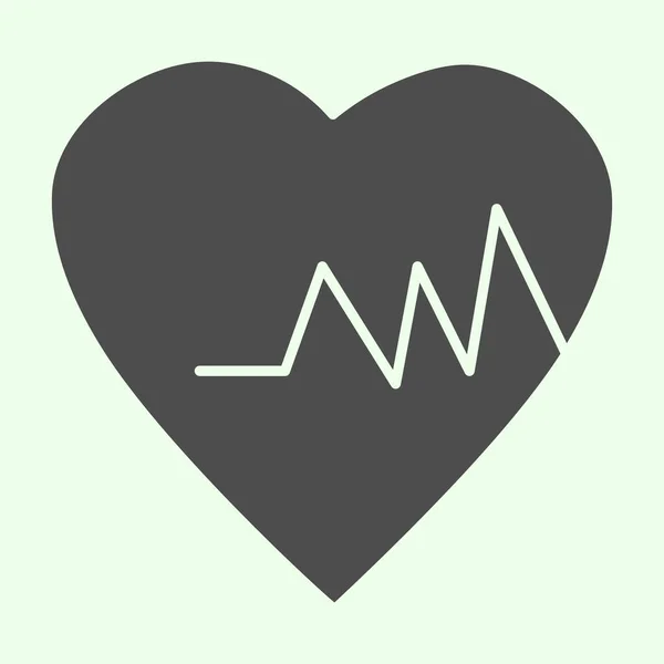 Corazón de salud icono sólido. Cardiografía y pictograma estilo glifo sobre fondo blanco. Rastros de vida, medicina y señales de pulso para el concepto móvil y el diseño web. Gráficos vectoriales . — Vector de stock
