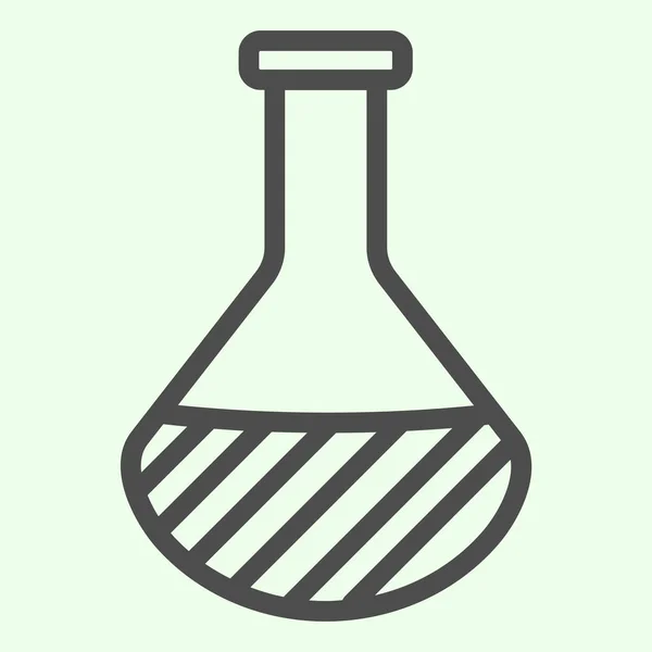 Chemie-Zeilen-Symbol. Laborkolbenglas mit flüssigem Umriss im Stil eines Piktogramms auf weißem Hintergrund. Wissenschaft und Biologie Zeichen für mobiles Konzept und Web-Design. Vektorgrafik. — Stockvektor
