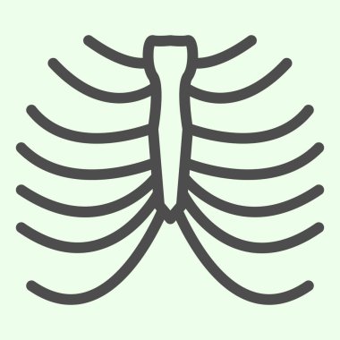 Göğüs kafesi iskelet çizgisi ikonu. Beyaz arka planda insan göğüs röntgeni çizimi. Mobil konsept ve web tasarımı için anatomi ve organlar işaretleri. Vektör grafikleri.