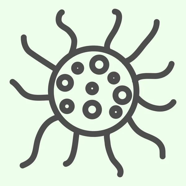 Icono de línea de virus. Biology microbe bacterium and germ outline style pictogram on white background. Signos de ciencia y microbiología para el concepto móvil y el diseño web. Gráficos vectoriales . — Vector de stock