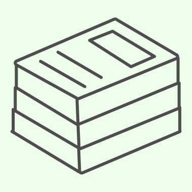 Ofis dosyaları ince çizgi simgesi. Dosya yığını beyaz arkaplanda resim çizimi biçiminde. Mobil konsept ve web tasarımı için arşiv dosyaları içeren okul ya da iş dosyası. Vektör grafikleri.