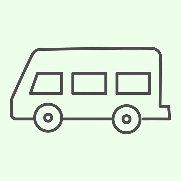 Icono de línea delgada de autobús escolar. Minibús o minivan retro estilo pictograma contorno sobre fondo blanco. Camioneta escolar para estudiantes o transporte de alumnos para concepto móvil y diseño web. Gráficos vectoriales . — Vector de stock