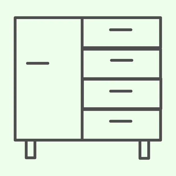 Sovebord tynd linje ikon. Virksomheden opnå kabinetter til dokumenter eller filer skitsere stil piktogram på hvid baggrund. Business kontormøbler til mobilt koncept og webdesign. Vektorgrafik . – Stock-vektor