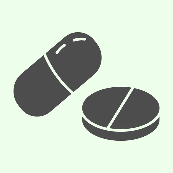 Een stevig icoon. Medische pil en capsule glyph stijl pictogram op witte achtergrond. Gezondheidsapotheek drug of tablet symbool voor mobiel concept en web design. vectorgrafieken. — Stockvector