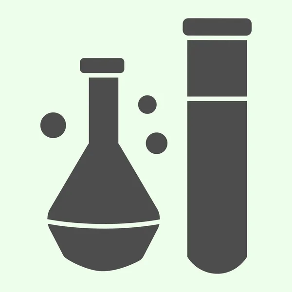 Substance chimique icône solide. Ballon de laboratoire et éprouvette avec pictogramme de style glyphe liquide sur fond blanc. Panneaux de technologie scientifique pour le concept mobile et la conception web. Graphiques vectoriels . — Image vectorielle