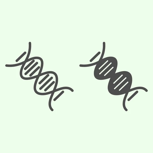 DNA line and solid icon. Deoxyribonucleic acid chain molecule with formula outline style pictogram on white background. Anatomy and organs signs for mobile concept and web design. Vector graphics. — Stock Vector