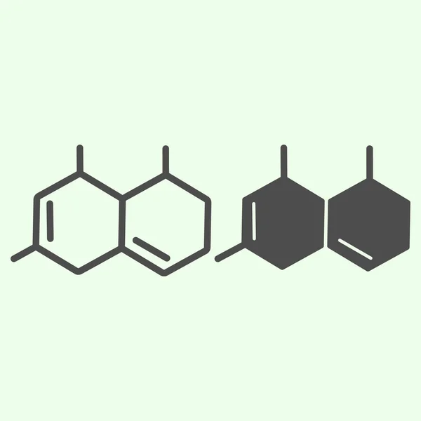 Molecule Formule lijn en solide pictogram. Atoomstructuur en moleculen schetsen stijlpictogram op witte achtergrond. Chemie en biologie tekenen voor mobiel concept en web design. vectorgrafieken. — Stockvector