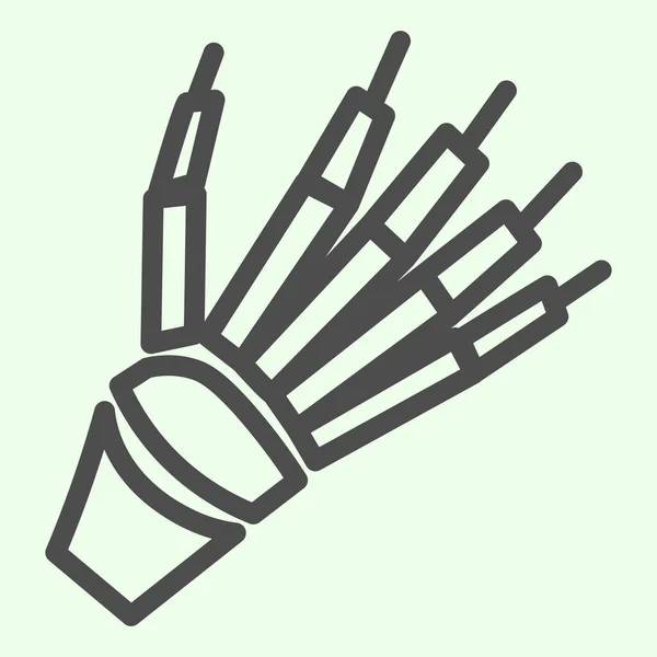 Icono de línea de brazo esqueleto. Hueso de mano humano con dedos pictograma de estilo de contorno de rayos X sobre fondo blanco. Signos de anatomía y órganos para el concepto móvil y el diseño web. Gráficos vectoriales . — Vector de stock