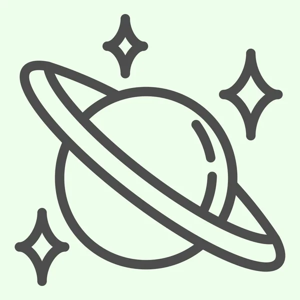 Pictograma liniei Saturn. Planeta cu stele în spațiu schițează pictograma stilului pe fundal alb. Semnele universului și astronomiei pentru conceptul mobil și designul web. Grafica vectoriala . — Vector de stoc