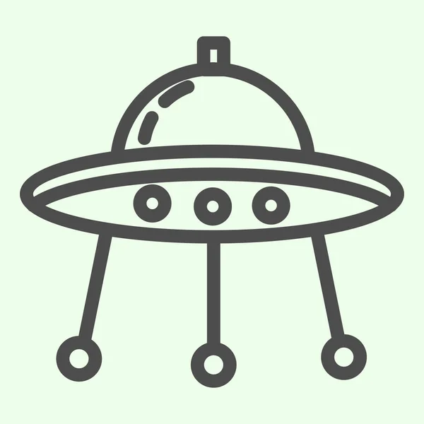 Alien Raumschiff Linie Symbol. Raumfahrzeuge oder Ufo-Schiffsplatten umreißen ein Piktogramm auf weißem Hintergrund. Raumfahrt- und Astronomieschilder für mobiles Konzept und Webdesign. Vektorgrafik. — Stockvektor