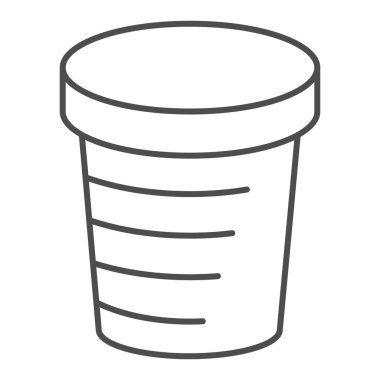 Fincan ince çizgi ikonu. Sıcak su için çay ya da kahve fincanı. Plastik ürünler tasarım konsepti, beyaz arka planda taslak biçim piktogramı, web ve uygulama için kullanım. Eps 10.