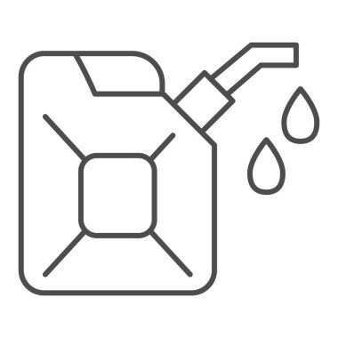 Kutu ince çizgi simgesi. Bir damla yakıtla birlikte. Petrol endüstrisi vektör tasarımı konsepti, beyaz arkaplanda taslak biçim piktogramı.
