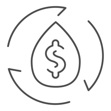 Dolar işareti ve ince çizgi ikonu ile bırakın. Benzin ya da yakıt fiyatıyla şekillendirilmiş. Petrol endüstrisi vektör tasarımı konsepti, beyaz arkaplanda taslak biçim piktogramı.