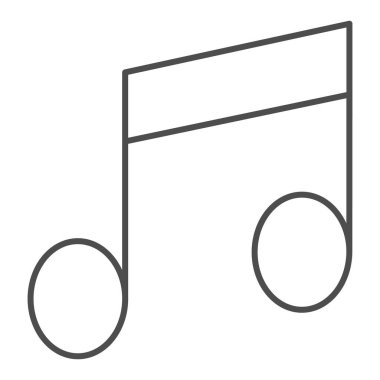 Müzik notası ince çizgi simgesi. Müzikal notalar siluet sembolü, beyaz arkaplanda resim çizimi. Mobil konsept ve web tasarımı için çokluortam ya da ses işareti. Vektör grafikleri.