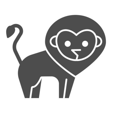 Aslan gibi sağlam bir ikon. Vahşi bir hayvanın minimalist stil silueti. Hayvanlar için vektör tasarımı konsepti, beyaz arka planda glifli resim, web ve uygulama için kullan. Eps 10.