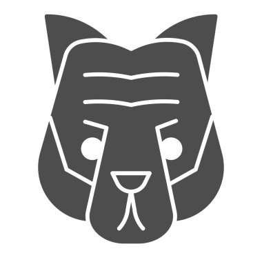 Kaplan kafası simgesi. Vahşi hayvan suratlı siluetin sanatsal maskotu. Hayvanlar için vektör tasarımı konsepti, beyaz arka planda glifli resim, web ve uygulama için kullan. Eps 10.