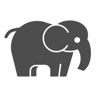 Fil katı ikonu. Safari yapan basit bir hayvan silueti. Hayvanlar için vektör tasarımı konsepti, beyaz arka planda glifli resim, web ve uygulama için kullan. Eps 10.