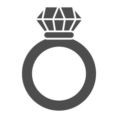 Yakut halka katı ikon. Beyaz üzerine izole edilmiş değerli vektör illüstrasyonlu halka. Mücevher kabartma tasarımı, web ve uygulama için tasarlanmış. Eps 10.